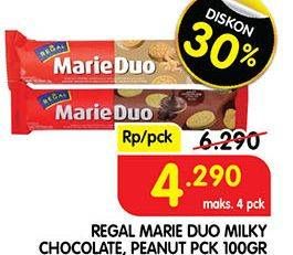 Promo Harga REGAL Marie Duo Coklat, Peanute Butter 100 gr - Superindo