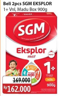 Promo Harga SGM Eksplor 1+ Susu Pertumbuhan Madu, Vanila 900 gr - Alfamidi