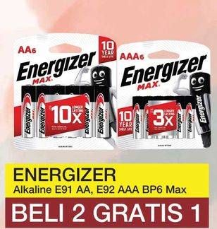 Promo Harga ENERGIZER Battery Alkaline Max AAA E92, AA E91 6 pcs - Yogya
