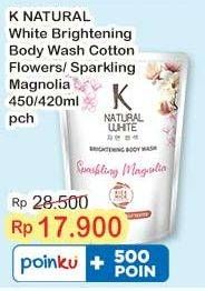 Promo Harga K Natural White Body Wash Cotton Flower, Sparkling Magnolia 450 ml - Indomaret
