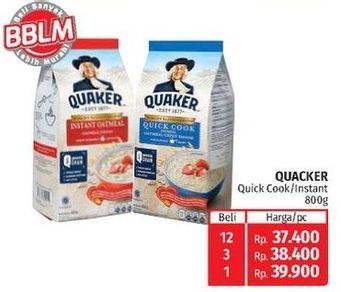 Promo Harga QUAKER Oatmeal Instant, Quick Cooking 800 gr - Lotte Grosir