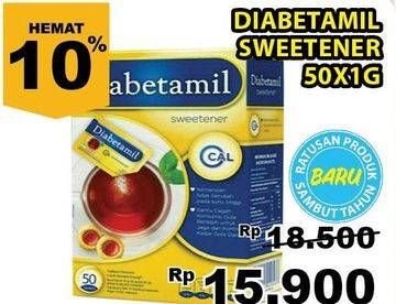 Promo Harga DIABETAMIL Sweetener 50 pcs - Giant