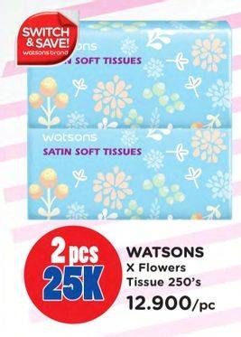 Promo Harga WATSONS X Flower Soft Pack Tissue 250 pcs - Watsons