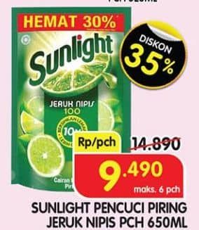 Promo Harga Sunlight Pencuci Piring Jeruk Nipis 100 650 ml - Superindo