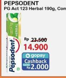 Promo Harga Pepsodent Pasta Gigi Action 123 Herbal 190 gr - Alfamart