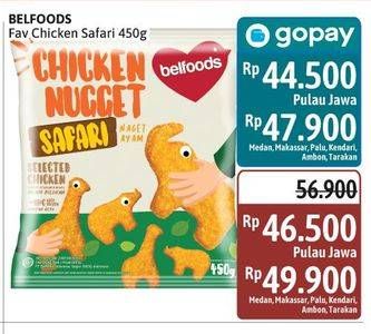 Promo Harga Belfoods Nugget Chicken Nugget Safari 450 gr - Alfamidi