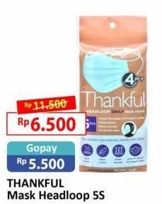 Promo Harga THANKFUL Headloop Daily Face Mask 5 pcs - Alfamart