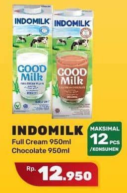 Promo Harga Indomilk Susu UHT Cokelat, Full Cream Plain 950 ml - Yogya