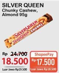Promo Harga SILVER QUEEN Chunky Bar Cashew, Almonds 95 gr - Alfamart