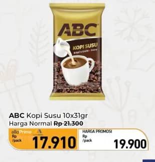 Promo Harga ABC Kopi Susu per 10 sachet 31 gr - Carrefour