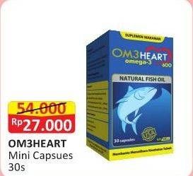 Promo Harga OM3HEART Fish Oil Omega 3 Mini 30 pcs - Alfamart