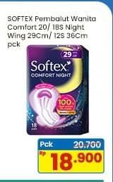 Promo Harga Softex Comfort Night Wing 29cm, Wing 36cm 12 pcs - Indomaret