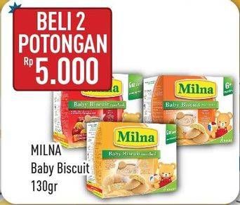 Promo Harga MILNA Biskuit Bayi 6+ per 2 box 130 gr - Hypermart