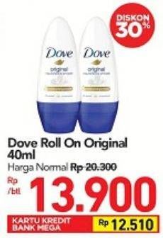 Promo Harga DOVE Deo Roll On Original 40 ml - Carrefour