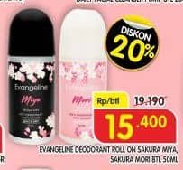 Promo Harga Evangeline Deo Roll On Miya, Mori 50 ml - Superindo