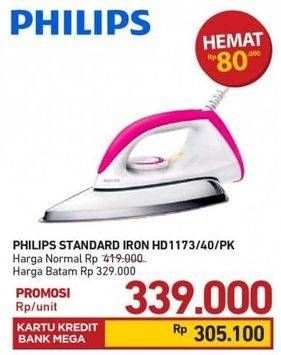 Promo Harga PHILIPS HD 1173 | Dry Iron 40/PK  - Carrefour