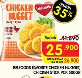 Promo Harga Belfoods Nugget Chicken Nugget Stick, Chicken Nugget 500 gr - Superindo