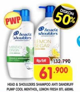 Promo Harga Head & Shoulders Shampoo Lemon Fresh, Cool Menthol 680 ml - Superindo