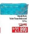 Promo Harga VALUE PLUS Toilet Tissue Embossed 10 pcs - Hypermart