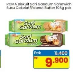 Promo Harga Roma Sari Gandum Susu Cokelat, Peanut Butter 115 gr - Indomaret