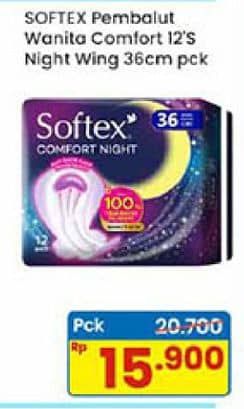 Promo Harga Softex Comfort Night Wing 36cm 12 pcs - Indomaret