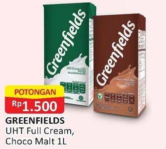 Promo Harga GREENFIELDS UHT Choco Malt, Full Cream 1000 ml - Alfamart