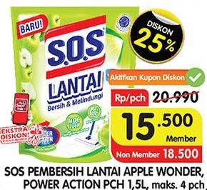 Promo Harga SOS Pembersih Lantai Apple 1500 ml - Superindo
