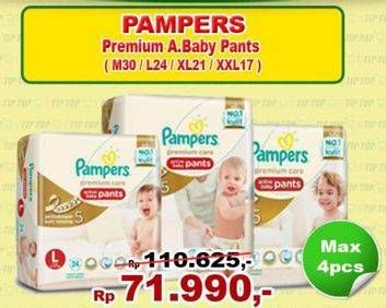 Promo Harga Pampers Premium Care Active Baby Pants M30, L24, XL21, XXL17  - TIP TOP