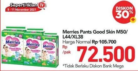 Promo Harga Merries Pants Good Skin M50, L44, XL38 38 pcs - Carrefour