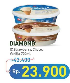Promo Harga Diamond Ice Cream Cokelat, Stroberi, Vanila 700 ml - Hypermart