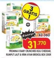 Promo Harga Promina 8+ Baby Crunchies Keju, Krim Ayam Brokoli, Seaweed 20 gr - Superindo