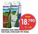 Promo Harga INDOMILK Susu UHT Plain, Chocolate 950 ml - Superindo