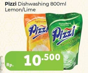 Promo Harga PIZZI Dishwashing Lime, Lemon 800 ml - Carrefour