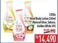 Promo Harga CITRA Hand & Body Lotion Natural Glowing White, Sakura Fair UV, Golden White 230 ml - Hypermart