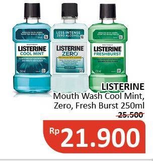 Promo Harga LISTERINE Mouthwash Antiseptic Cool Mint/Zero Mouthwash/Fresh Burst 250ml  - Alfamidi