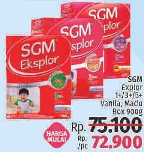 Promo Harga SGM Eksplor 1+/ 3+/ 5+ Madu, Vanilla 900 gr - LotteMart