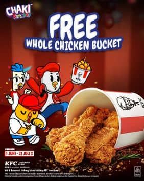 Promo Harga Free Whole Chicken Bucket  - KFC