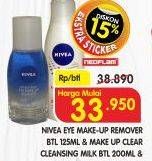 Promo Harga NIVEA Make Up Clear Micellar Water 150ml/Make Up Clear Cleansing Milk 200ml  - Superindo