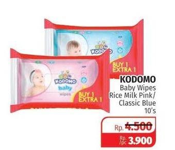 Promo Harga KODOMO Baby Wipes Classic Blue, Rice Milk Pink 10 pcs - Lotte Grosir