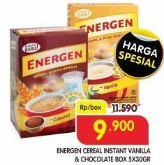 Promo Harga Energen Cereal Instant Vanilla, Chocolate per 5 pcs 30 gr - Superindo