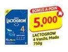 Promo Harga Lactogrow 4 Susu Pertumbuhan Vanila, Madu 750 gr - Alfamidi