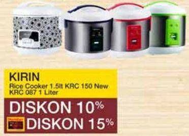 Promo Harga Kirin Rice Cooker KRC-150, KRC-087  - Yogya