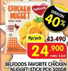 Promo Harga BELFOODS Nugget Chicken Nugget Stick 500 gr - Superindo