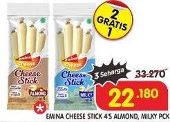 Promo Harga EMINA Cheese Stick Almond, Milky per 4 pcs 12 gr - Superindo