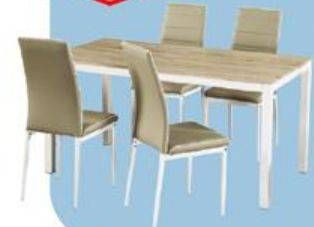 Promo Harga SAGA Dining Table + Skyla Dining Chair  - Carrefour