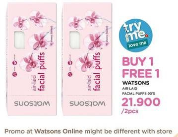 Promo Harga WATSONS Air-laid Facial Puff per 2 bungkus 90 pcs - Watsons