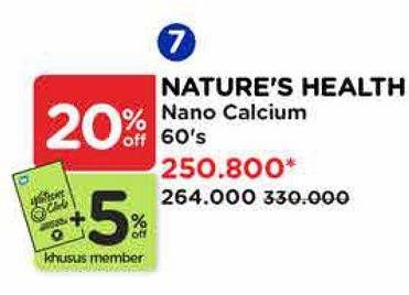 Promo Harga Natures Health Nano Calcium 60 pcs - Watsons