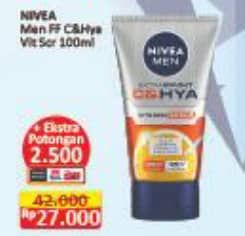 Promo Harga Nivea Men Facial Foam Extra Bright CHYA Vitamin Scrub 100 ml - Alfamart