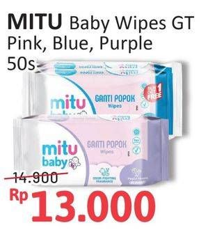 Promo Harga Mitu Baby Wipes Ganti Popok Pink Sweet Rose, Blue Charming Lily, Purple Playful Fressia 50 pcs - Alfamidi