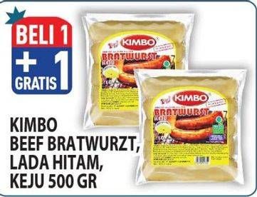 Promo Harga KIMBO Bratwurst Lada Hitam, Keju, Original 500 gr - Hypermart